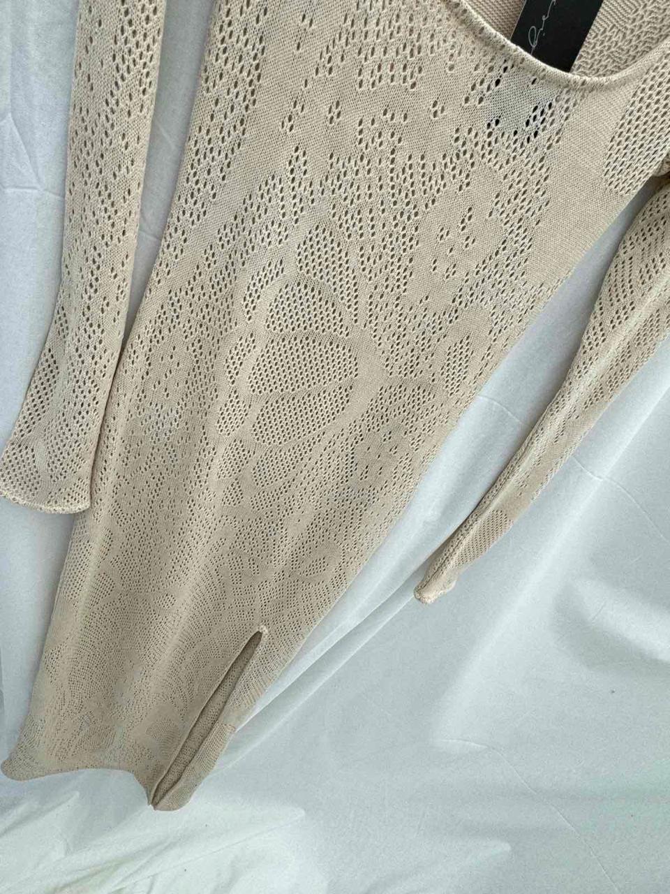 BERSHKA Cream Knitted Espana Maxi Dress