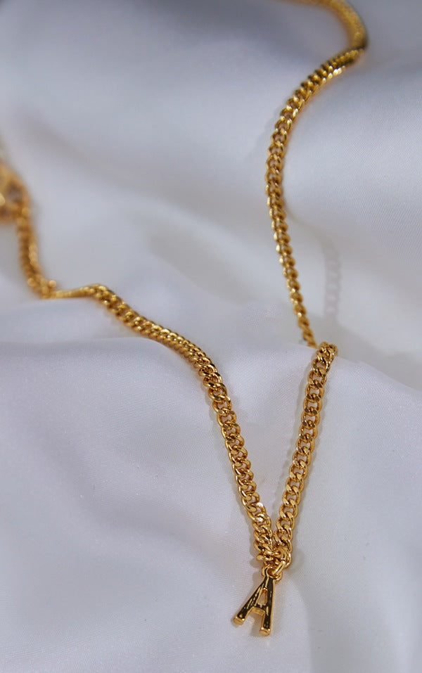 Real Gold Plated A Letter Necklace