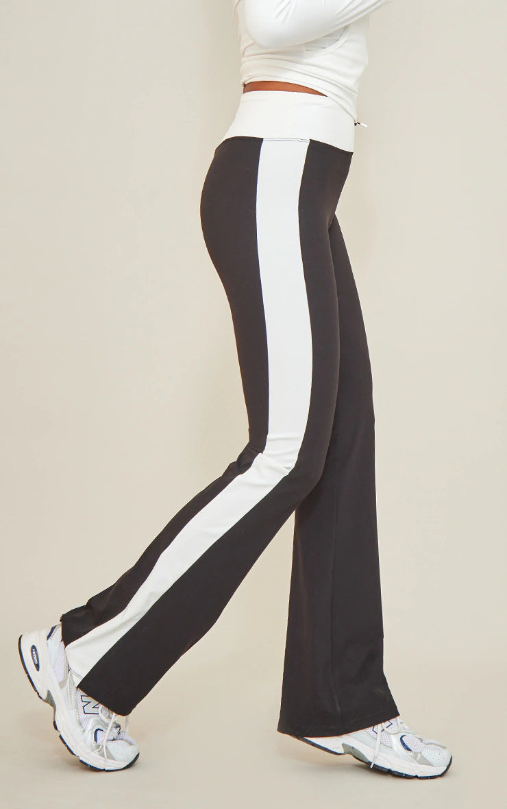 Black Sculpt Contrast Panel Yoga Pants