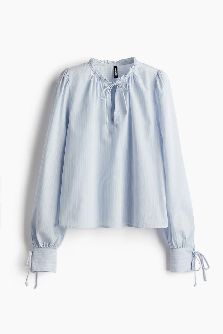 H&M Tie-Detail Cotton Blouse