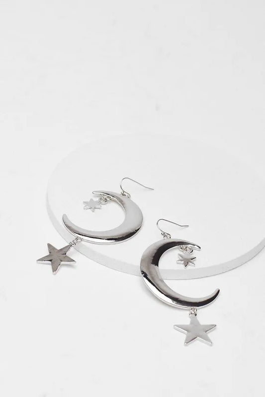 Metal Moon Drop Earrings