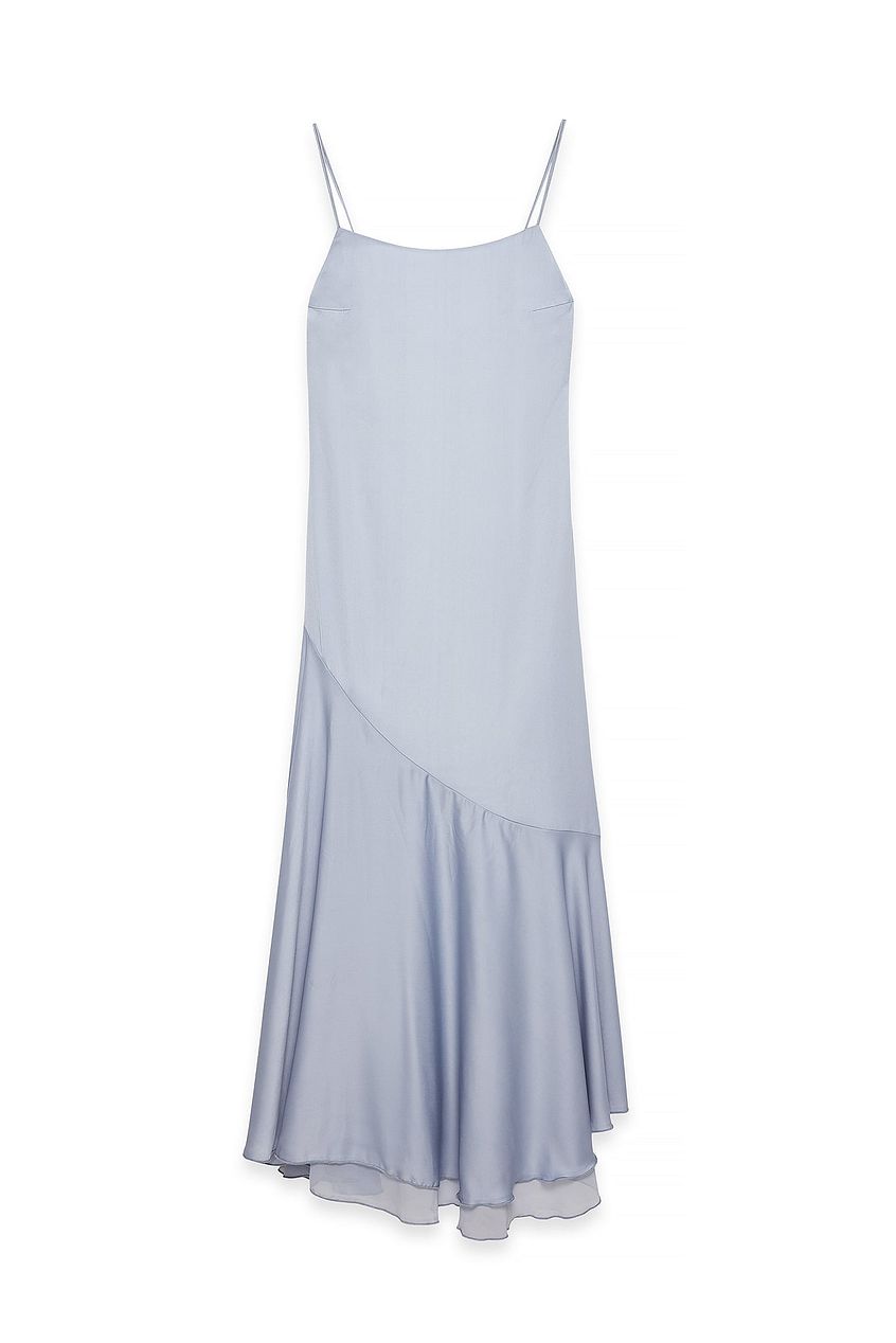 Na-kd Satin Asymmetric Tier Slip Dress
