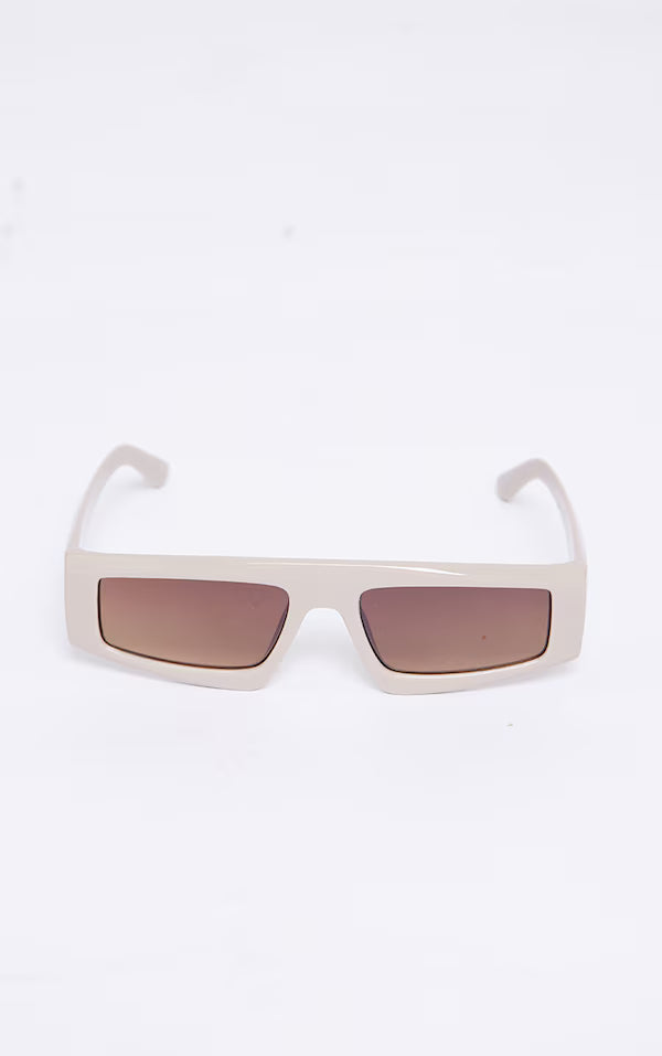 Beige Flat Top Ultra Slim Visor Sunglasses
