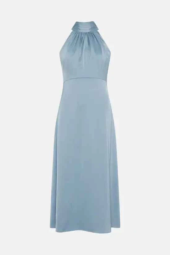 Oasis - Satin Halter Neck Midi Bridesmaid Dress