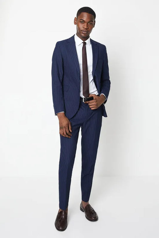 Burton Navy Fine Stripe Suit Trouser