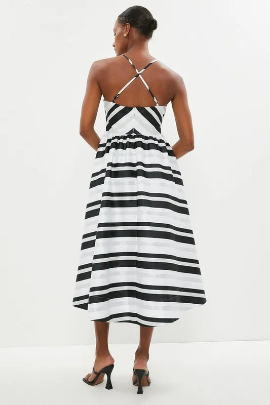 Cami Dress In Organza Stripe