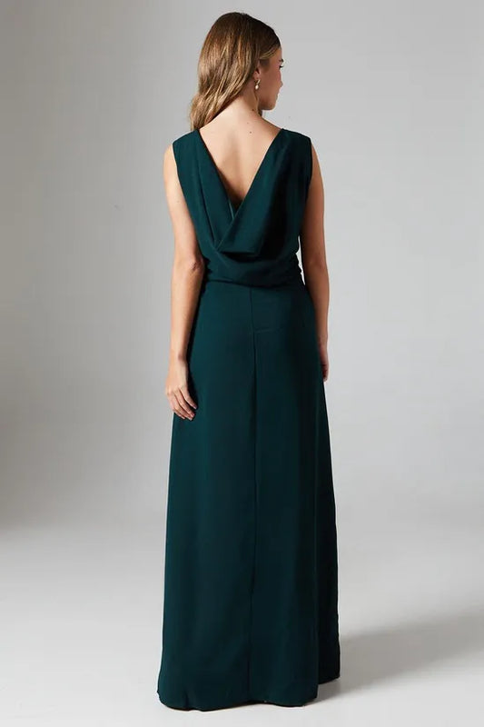 Teen Coast Cowl Back Satin Bridesmaid Maxi Dress