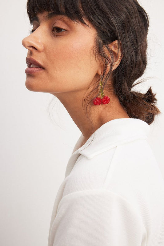 Beaded Cherries Earrings