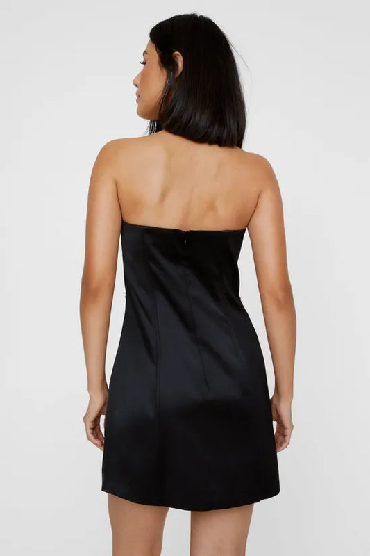 NastyGal Bow Embellished Satin Trim Bandeau Mini Dress