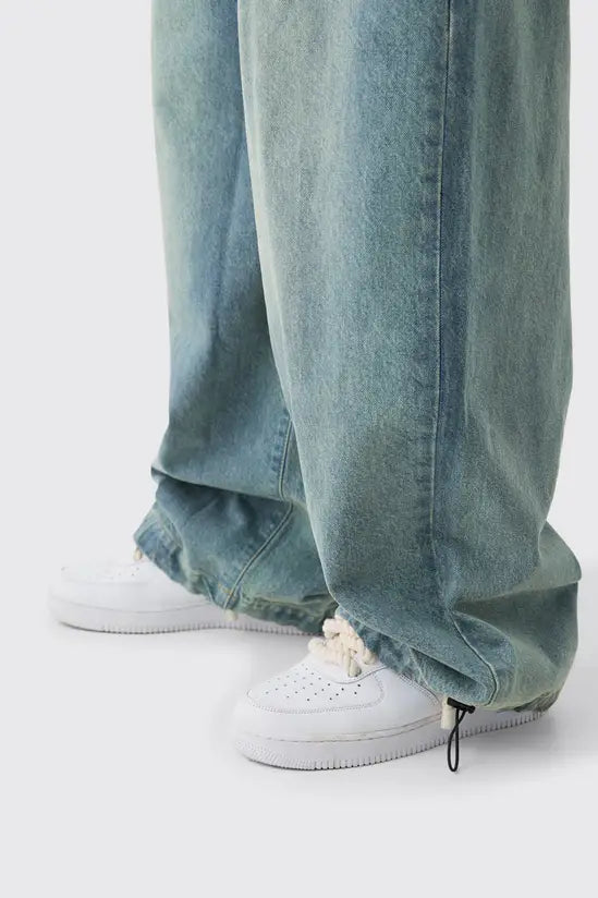 boohooMAN Tall Denim Parachute Jeans