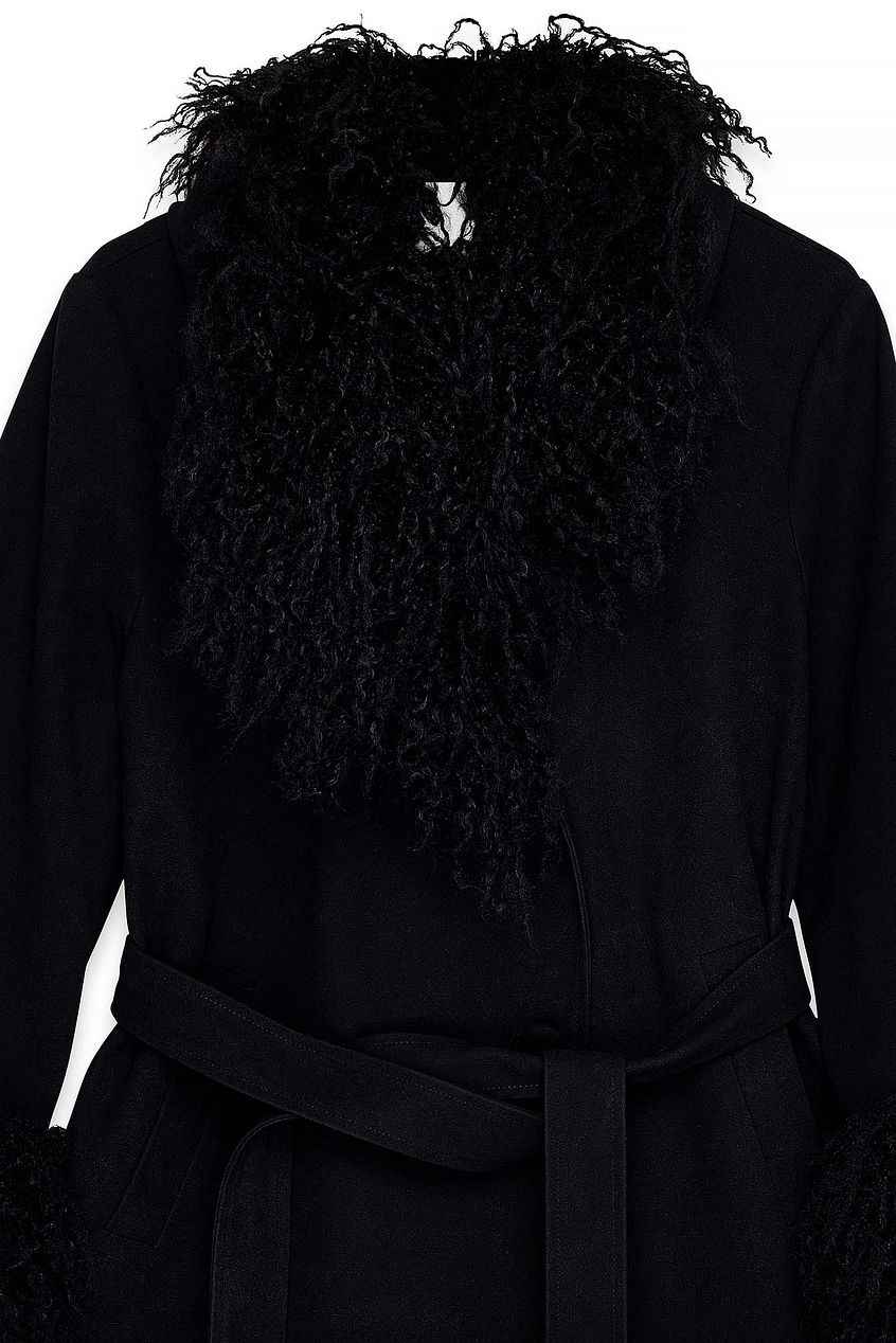 Na-Kd Bonded Detail Curly Faux Fur Jacket