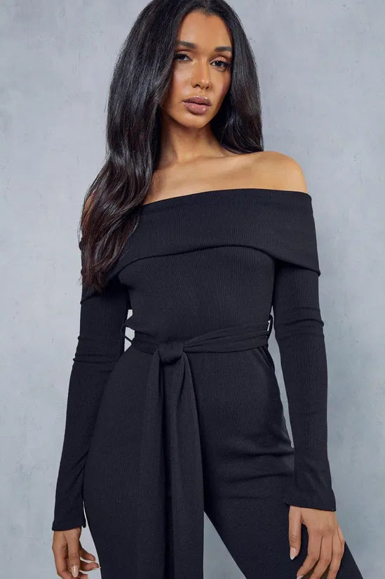Bardot Rib Knit Jumpsuit