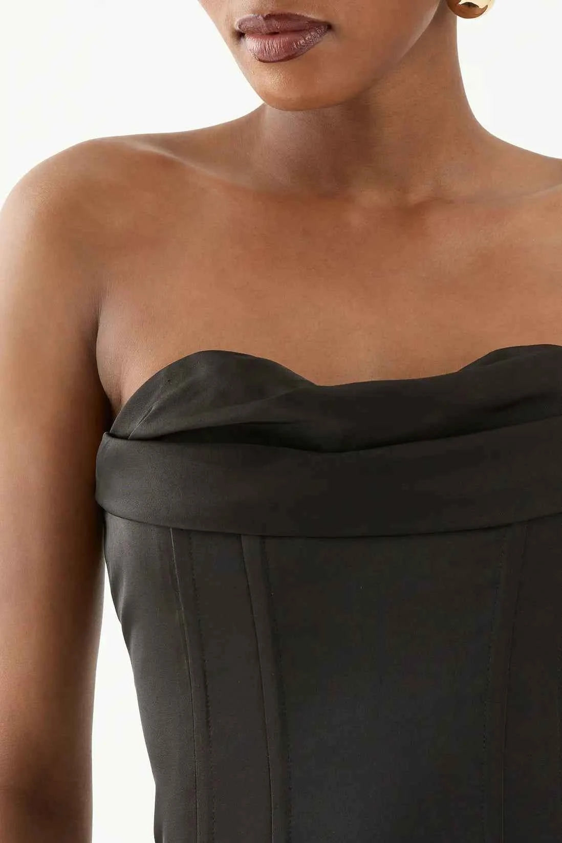MissPap Satin Bandeau Draped Corset Top