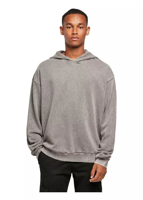 Build Your Brand BY191 - Asphalt - ACID WASHED OVERSIZE HOODY
