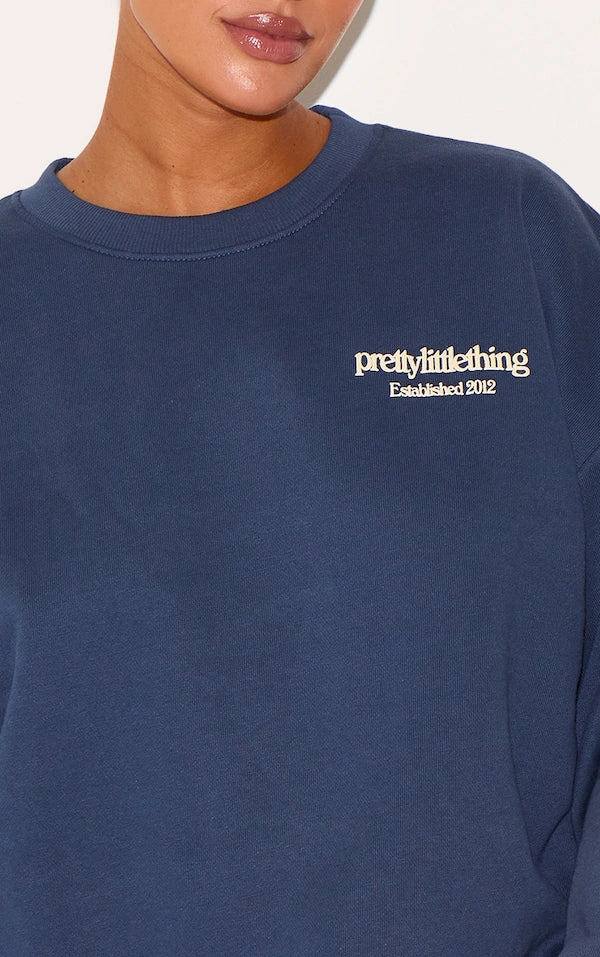 PLT - Plus Sweat deluxe bleu marine oversize imprimé