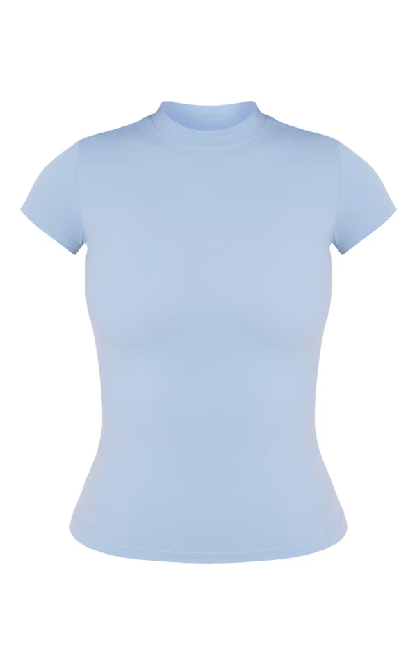 Tall Dusty Blue Snatched Sculpt Short Sleeve T Shirt