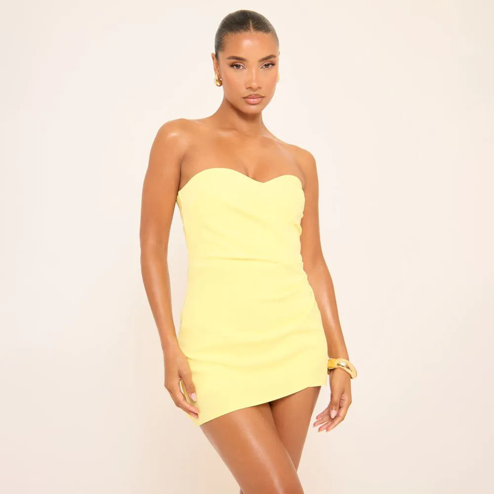 Sweetheart Neck Bandeau Wrap Detail Playsuit In Yellow