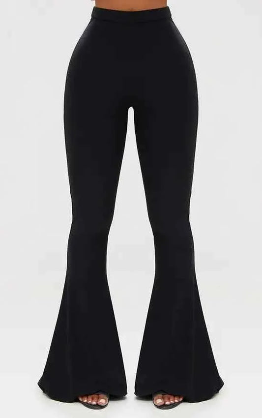 Plt - Shape Black Slinky Flared Leg Trousers