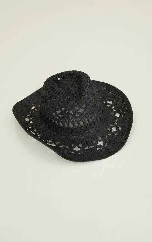 Plt - Black Raffia Cowboy Hat
