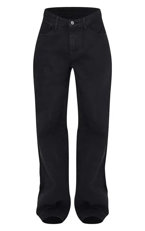 Plt - Washed Black Low Rise Wide Leg Jean