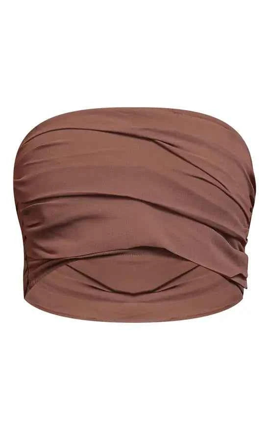 Plt - Deep Taupe Ruched Bandeau Top