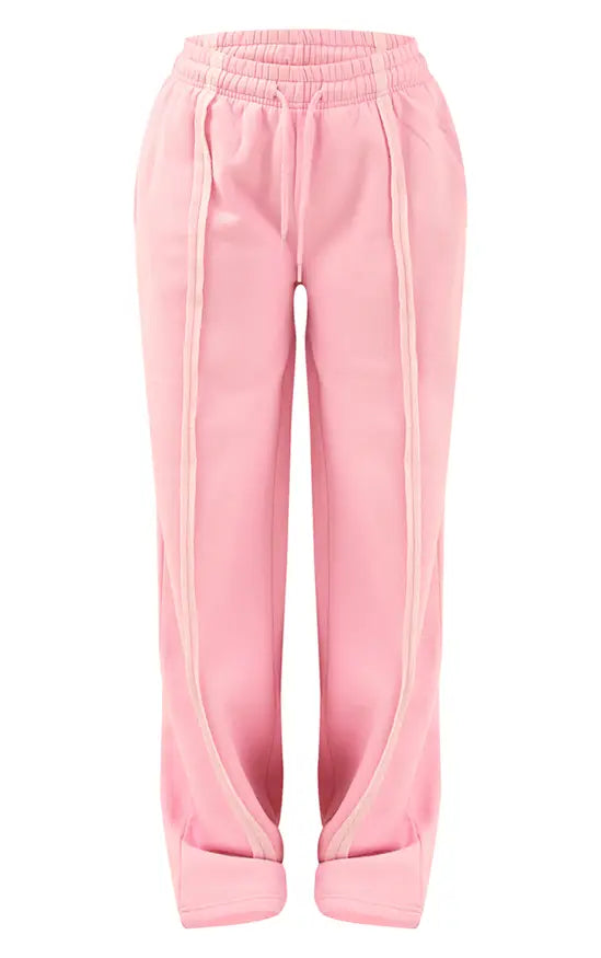 Plt - Light Pink Oversized Wide Leg Seam Detail Joggers