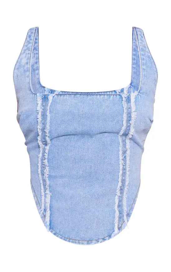 Plt - Petite Embroidered Square Neck Corset Top