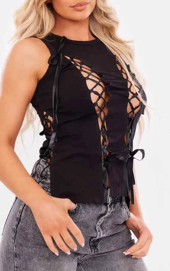 PrettyLittleThing Cotton Bow Longline Vest