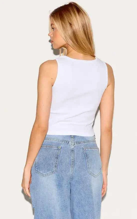 Boohoo - Rib Scoop Neck Vest