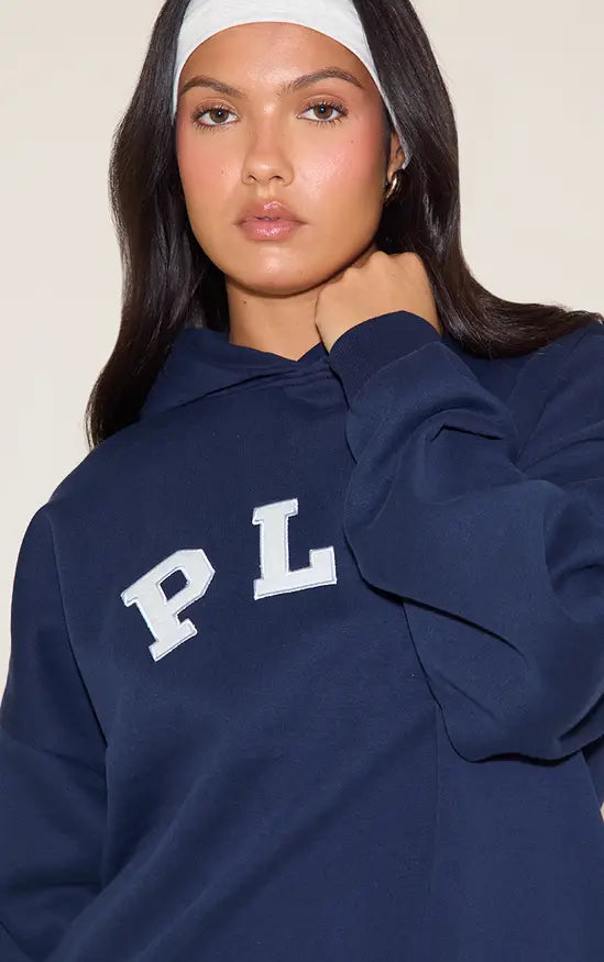 Navy PLT Logo Oversized Hoodie