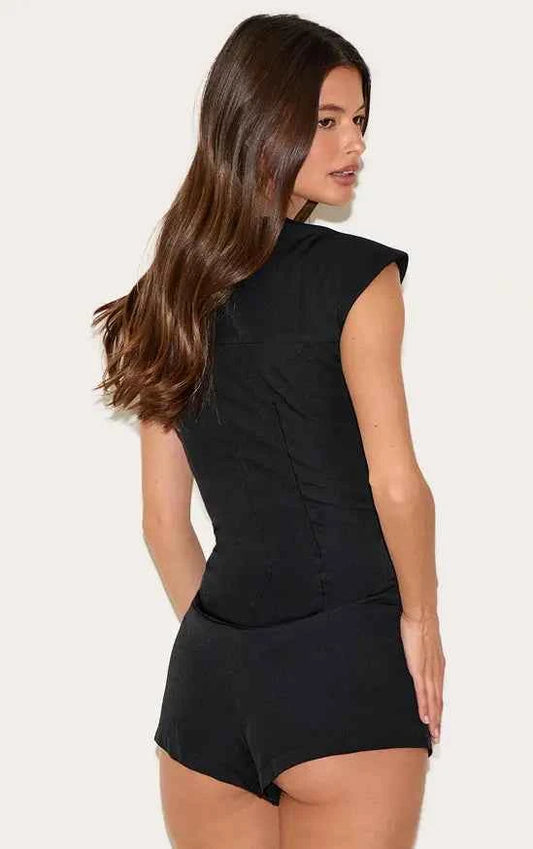 Plt - Tailored Woven Boatneck Cap Sleeve Playsuit