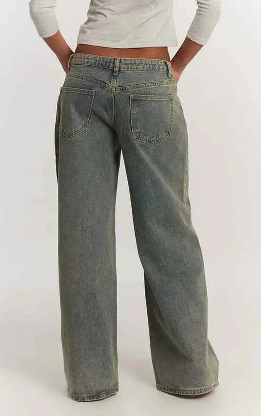 Plt - Vintage Wash Low Rise Wide Leg Jeans