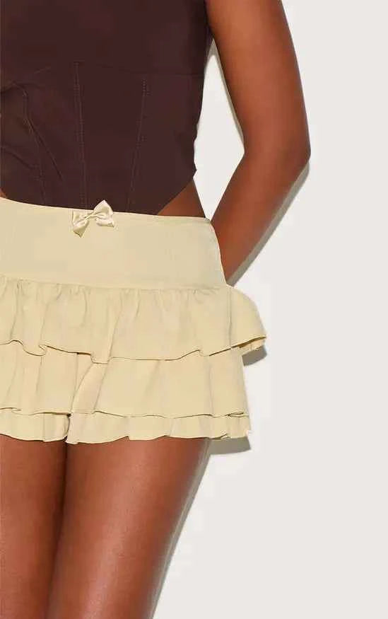 Plt - Butter Yellow Bow Detail Tailored Frilly Bloomers