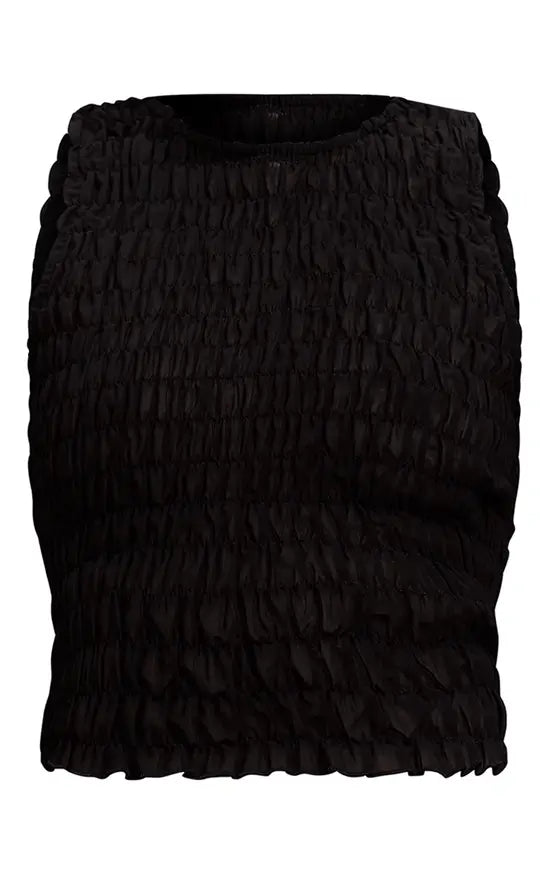 Plt - Black Shirred Chiffon Racer Neck Top Co-ord