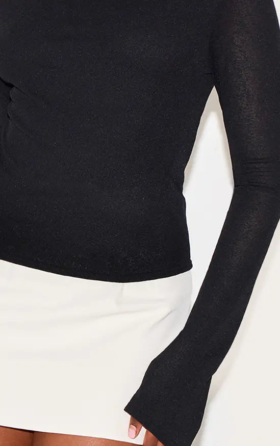 PrettyLittleThing Double Layer Burn Out Mesh Flared Sleeve Top