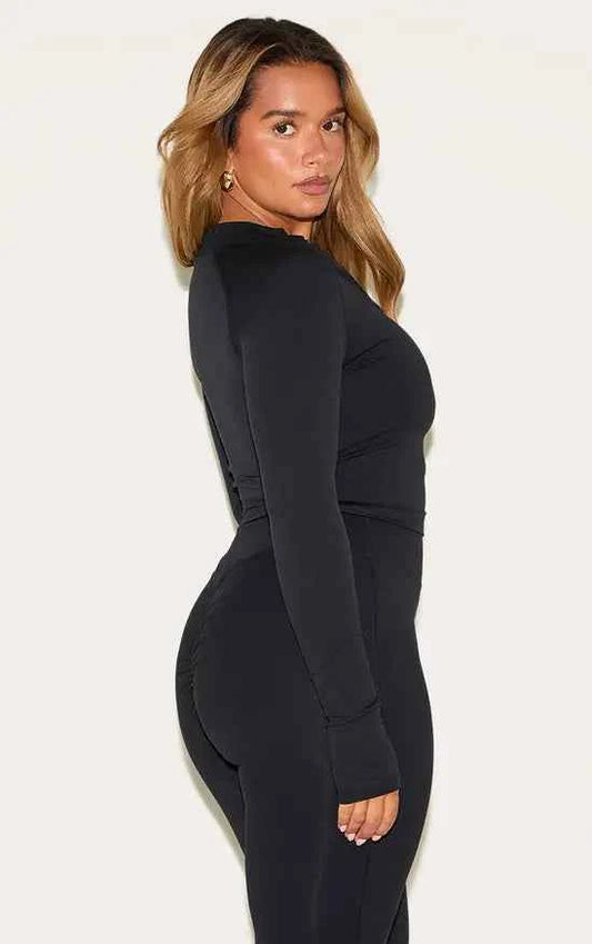 Shape Black Seamless Active Zip Through Jacket