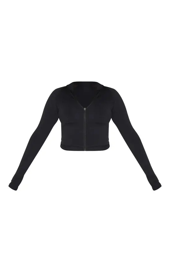 Shape Black Seamless Active Zip Through Jacket