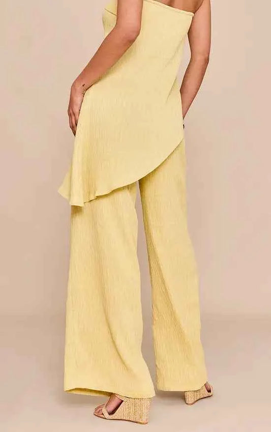 Plt - Lemon Textured Wide Leg Trouser Co-ord