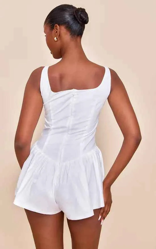 PrettyLittleThing Woven Corset Detail Floaty Playsuit