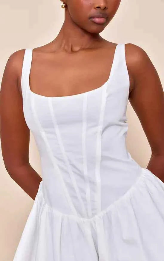 PrettyLittleThing Woven Corset Detail Floaty Playsuit
