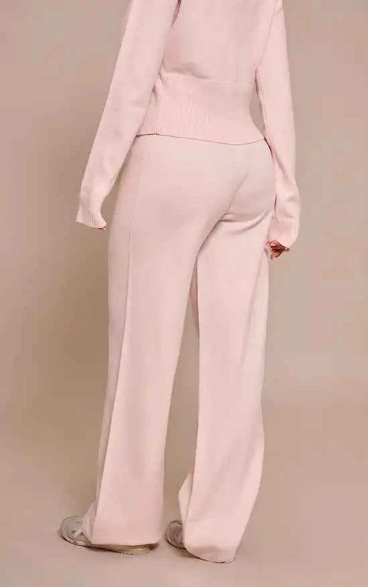 Plt - Petite Pink Wide Leg Knitted Trousers