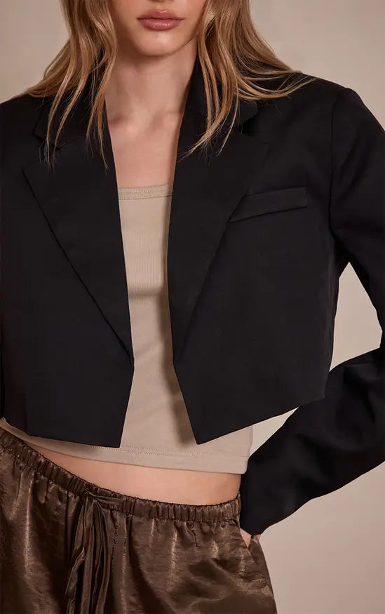Plt - Black Cropped Tailored Blazer