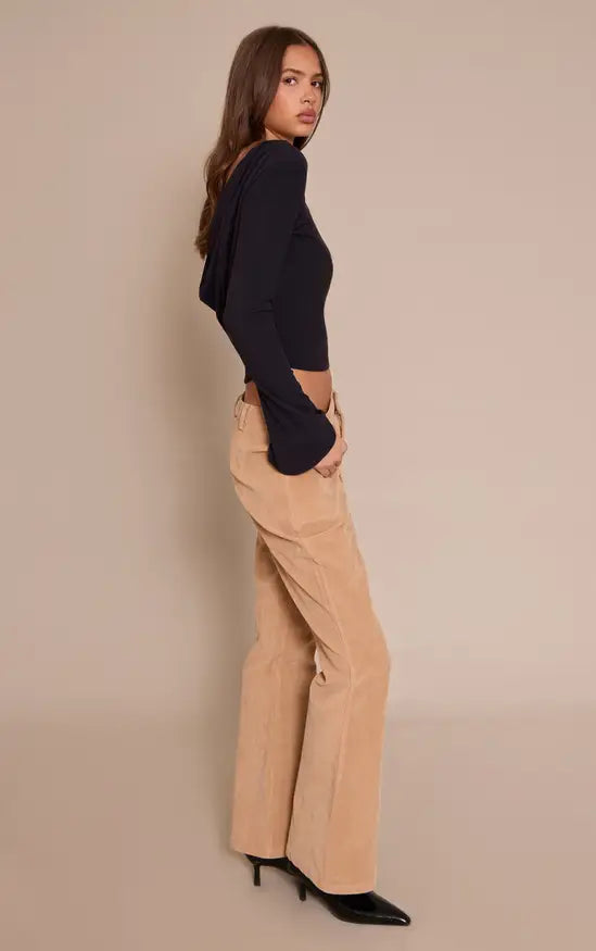 PrettyLittleThing Faux Suede Flared Trousers