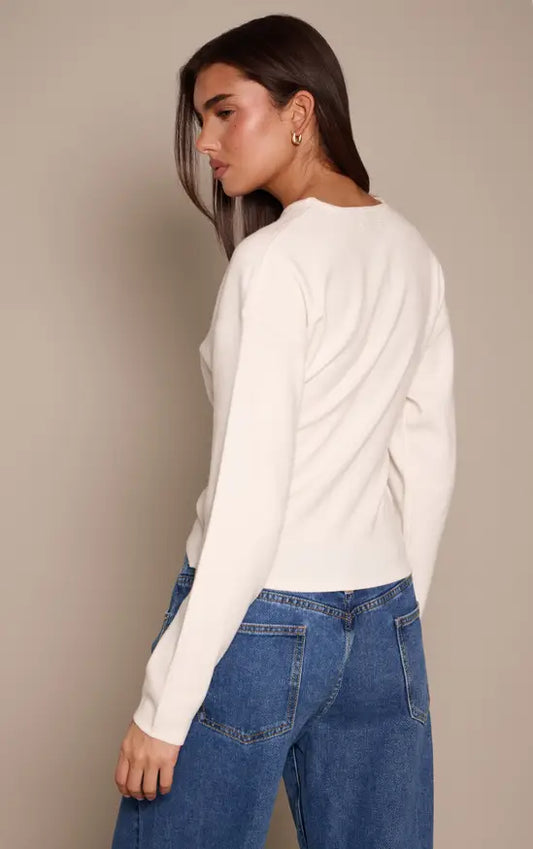 Plt - Cream Cocoon Sleeve Cinched Long Sleeve T Shirt