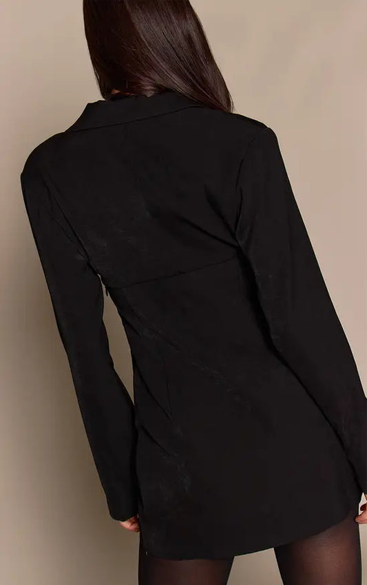 Plt - Black Woven Wrap Detail Blazer Playsuit