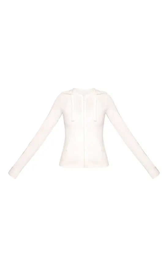Plt - Tall Cream Zip Up Fitted Track Jacket