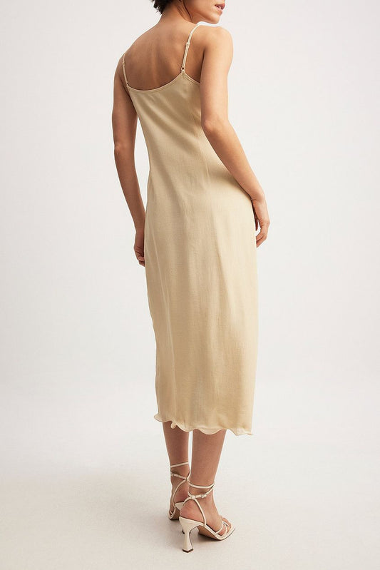 Crepe Ruffled Midi Dress