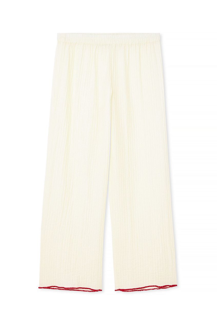 Crinkled Contrast Binding Pants