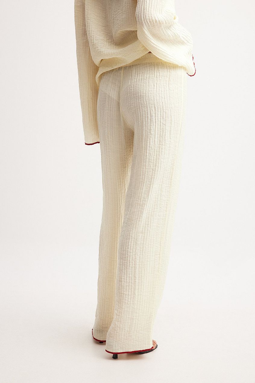 Crinkled Contrast Binding Pants