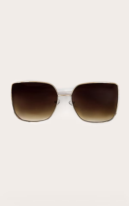 Gold Oversized Square Metal Frame Sunglasses